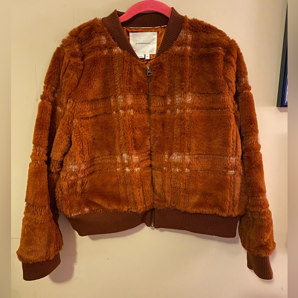 Anthropologie Faux Fur Bomber Jacket